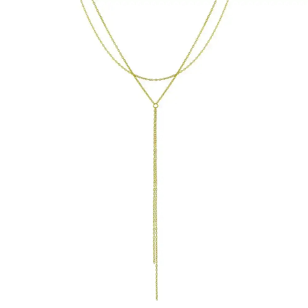 925 Sterling Silver Gold Plated Dangling Chain Necklace