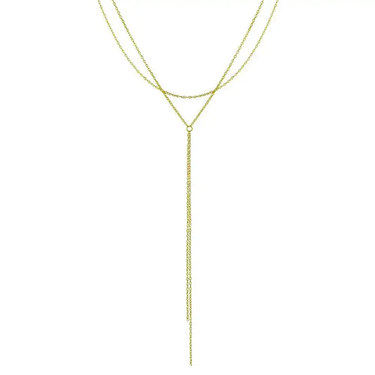 925 Sterling Silver Gold Plated Dangling Chain Necklace