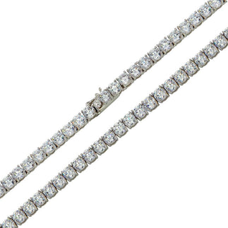 925 Sterling Silver Rhodium Plated Round CZ Tennis Necklace 4.5mm