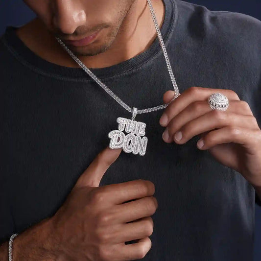925 Sterling Silver Rhodium Plated CZ THE DON Hip Hop Pendant