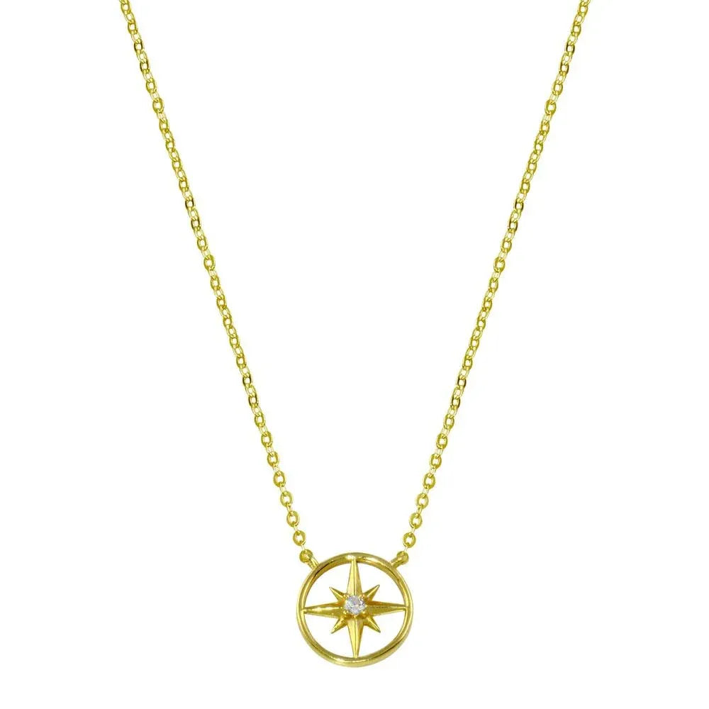 925 Sterling Silver Gold Plated Northern Star Necklace