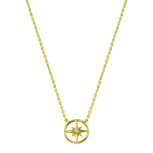 925 Sterling Silver Gold Plated Northern Star Necklace
