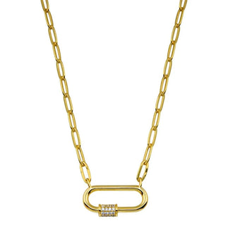 925 Sterling Silver Gold Plated CZ Oval Necklace