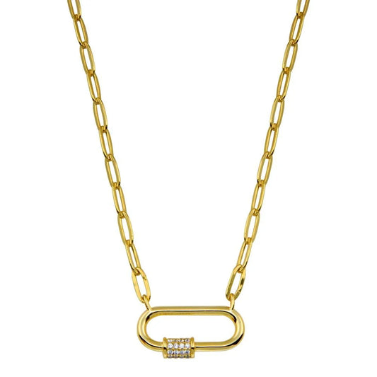 925 Sterling Silver Gold Plated CZ Oval Necklace