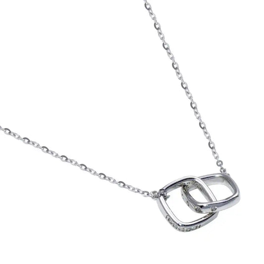 925 Sterling Silver Rhodium Plated Square Link Necklace