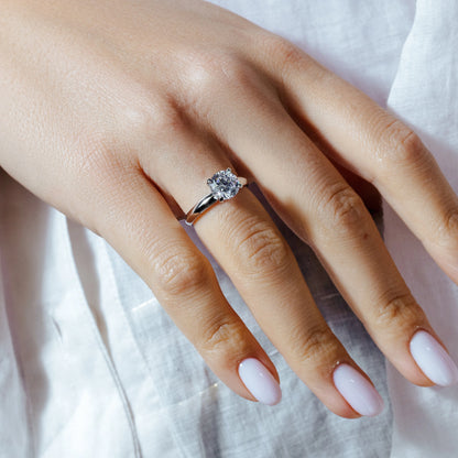 925 Sterling Silver Rhodium Plated Solitaire CZ Ring