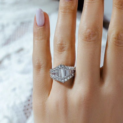 925 Sterling Silver Rhodium Plated Baguettes CZ Ring