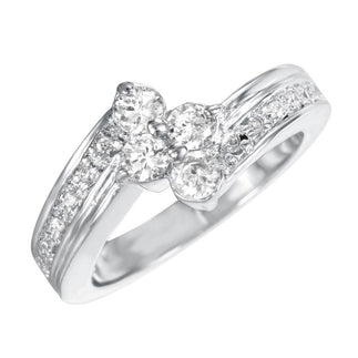 925 Silver Rhodium Plated CZ Flower Ring