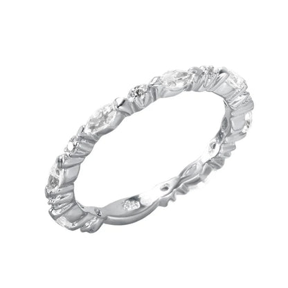 925 Silver Rhodium Plated CZ Stackable Ring