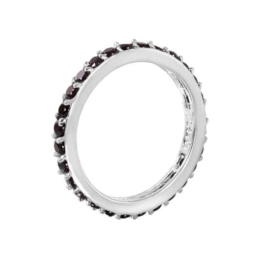 925 Sterling Silver Rhodium Plated Black CZ Stackable Eternity Ring
