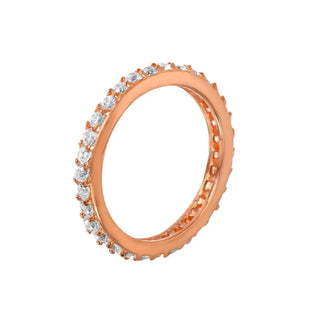 925 Silver Rose Gold Plated Clear CZ Stackable Eternity Ring