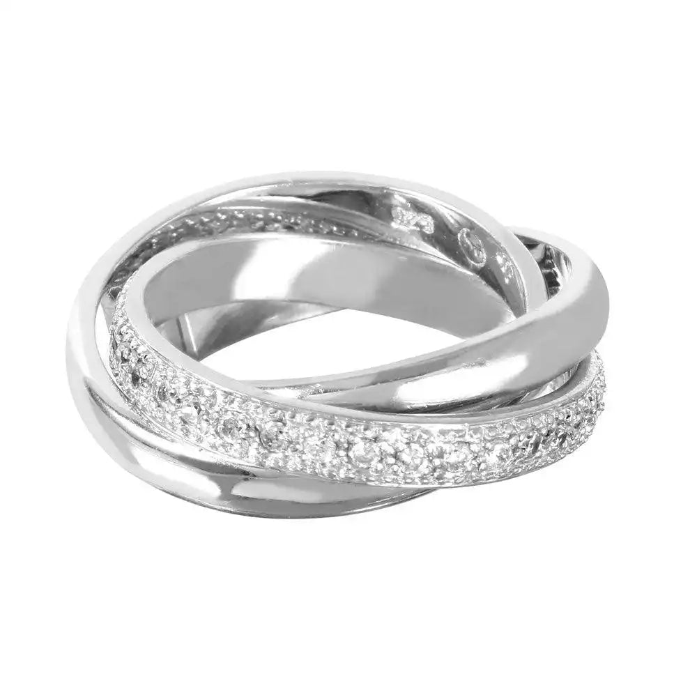 925 Sterling Silver Clearance Rhodium Plated CZ Movable Ring