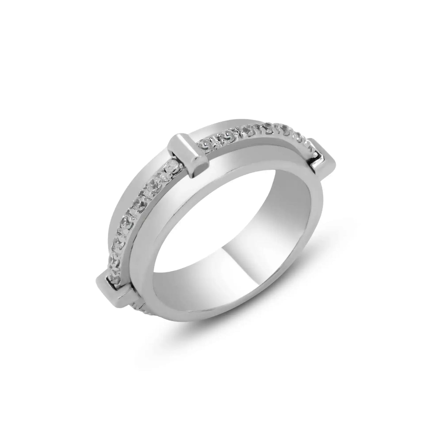 925 Sterling Silver Clearance Rhodium Plated CZ Crown Ring