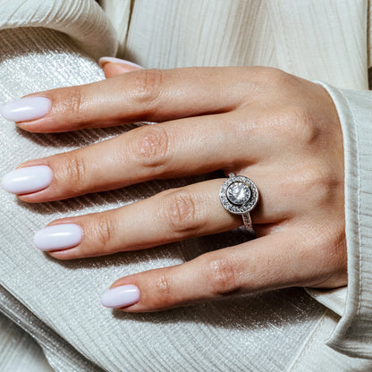 925 Sterling Silver Clearance Rhodium Plated Round Center CZ Ring
