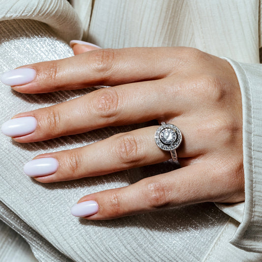 925 Sterling Silver Clearance Rhodium Plated Round Center CZ Ring