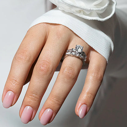 925 Sterling Silver Rhodium Plated Round Center CZ Ring