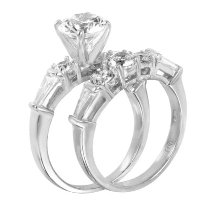 925 Sterling Silver Rhodium Plated Round Center CZ Ring