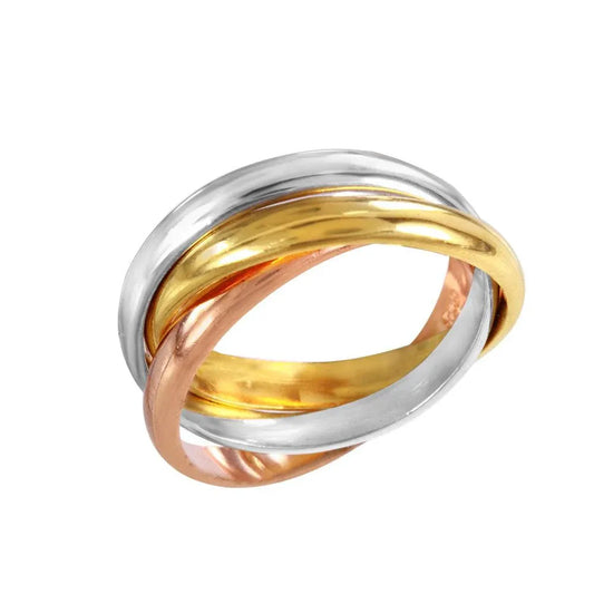925 Sterling Silver Rhodium, Gold, and Rose Gold Plated Movable Ring