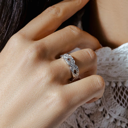 925 Silver Rhodium Plated Eternity X CZ Ring
