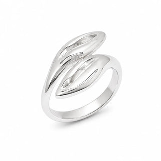 925 Silver Clearance- Rhodium Plated Twin Leaf Wrap Ring