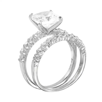 925 Sterling Silver Rhodium Plated CZ Stackable Ring Set