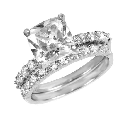 925 Sterling Silver Rhodium Plated CZ Stackable Ring Set