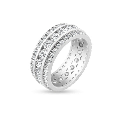 925 Sterling Silver Silver Rhodium Plated CZ Eternity Channel Ring