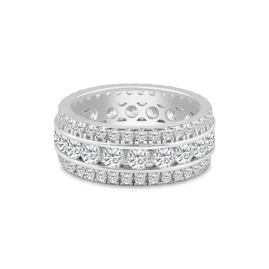 925 Sterling Silver Silver Rhodium Plated CZ Eternity Channel Ring