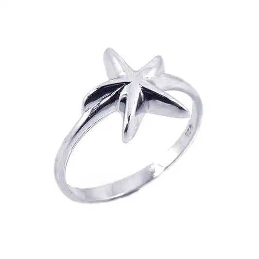925 sterling silver Rhodium Plated Starfish Ring