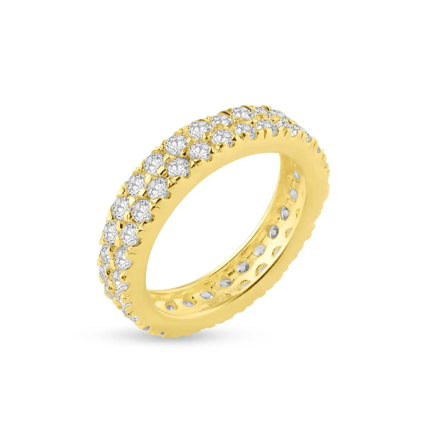 925 Sterling Silver Gold Plated CZ Eternity Ring