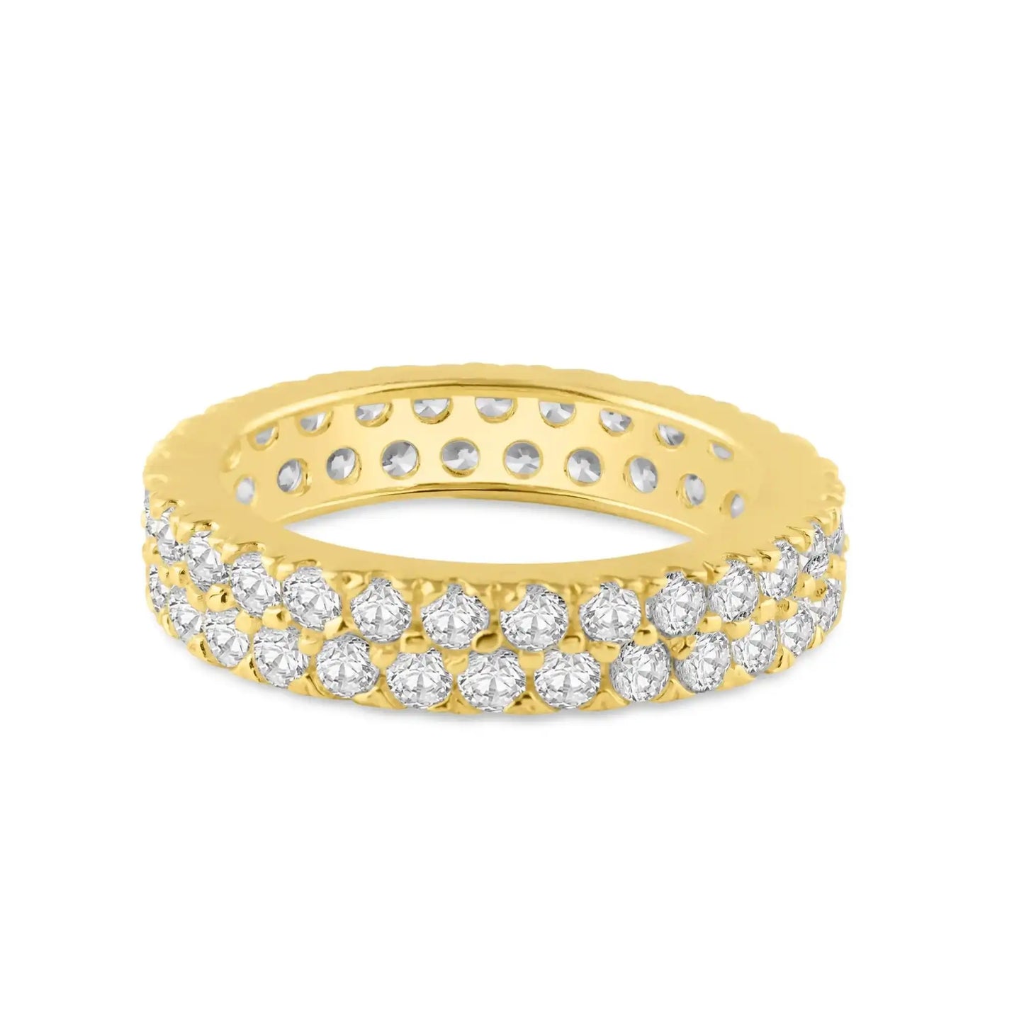 925 Sterling Silver Gold Plated CZ Eternity Ring