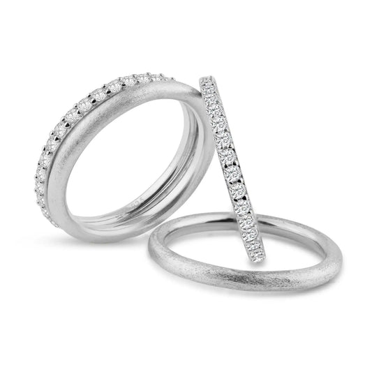 925 Sterling Silver Rhodium Plated CZ Ring Set