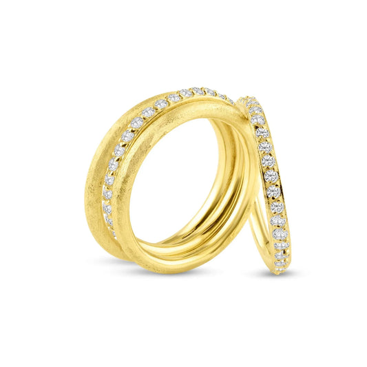 925 Sterling Silver Gold Plated CZ Ring Set