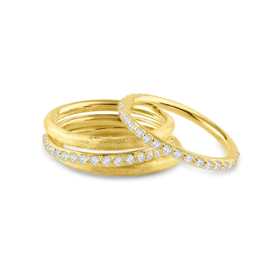925 Sterling Silver Gold Plated CZ Ring Set