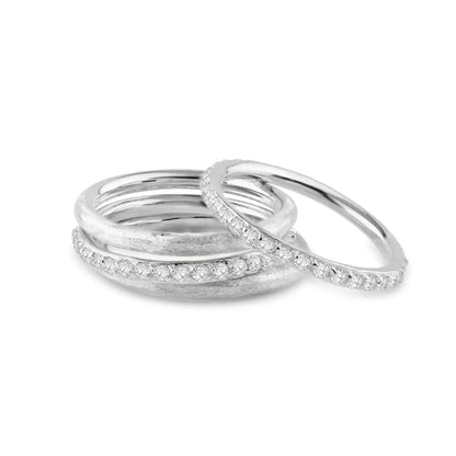 925 Sterling Silver Rhodium Plated CZ Ring Set