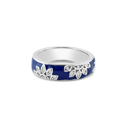 925 Sterling Silver Rhodium Plated Flower Band Ring