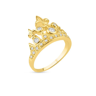 925 Silver Gold Plated CZ Tiara Crown Ring