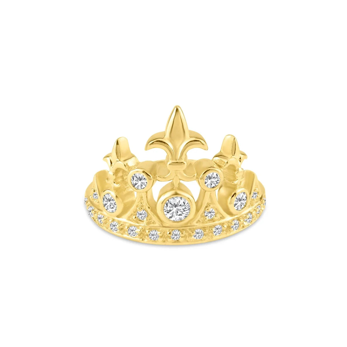 925 Silver Gold Plated CZ Tiara Crown Ring