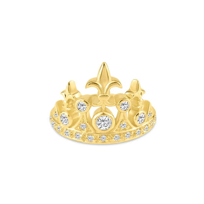 925 Silver Gold Plated CZ Tiara Crown Ring