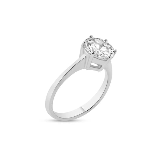 925 Sterling Silver Rhodium Plated CZ Large Solitaire Ring