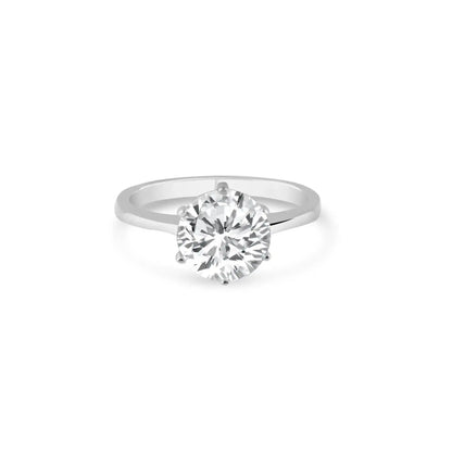 925 Sterling Silver Rhodium Plated CZ Large Solitaire Ring