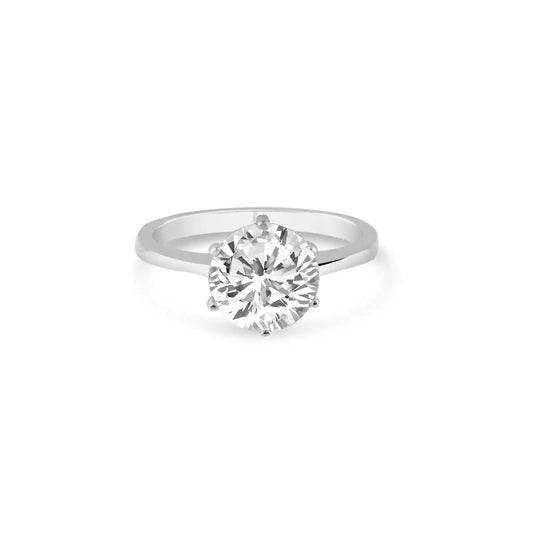 925 Sterling Silver Rhodium Plated CZ Large Solitaire Ring