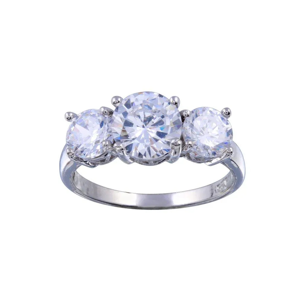 925 Sterling Silver Rhodium Plated 3 CZ Bridal Ring