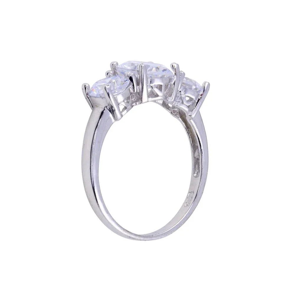 925 Sterling Silver Rhodium Plated 3 CZ Bridal Ring
