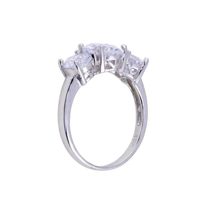 925 Sterling Silver Rhodium Plated 3 CZ Bridal Ring
