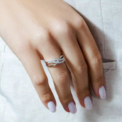 925 Sterling Silver Rhodium Plated CZ Wave Ring