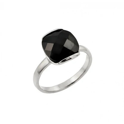 925 Sterling Silver Clearance - Nickel Free Rhodium Plated Black CZ Ring