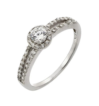 925 Silver Rhodium Plated Round Clear CZ Ring
