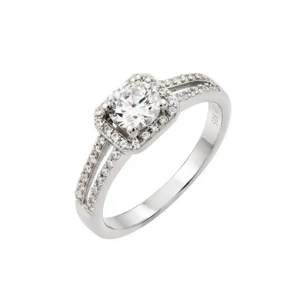 925 Sterling Silver Rhodium Plated Micro Pave CZ Ring