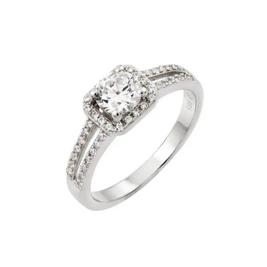 925 Sterling Silver Rhodium Plated Micro Pave CZ Ring